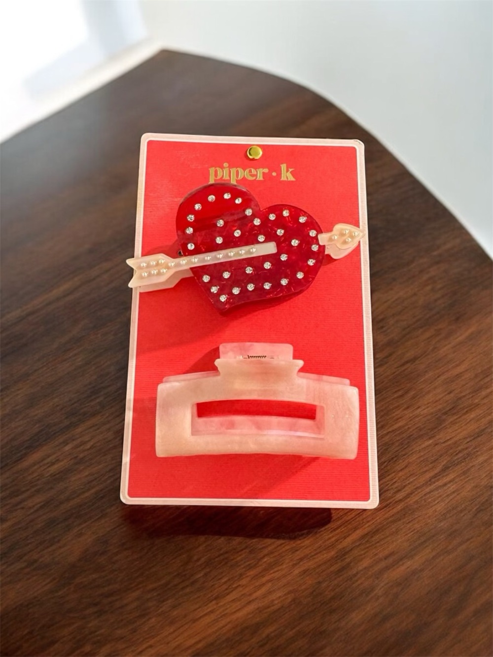 Piper K Heart Arrow & Pink Hair Claw Clips